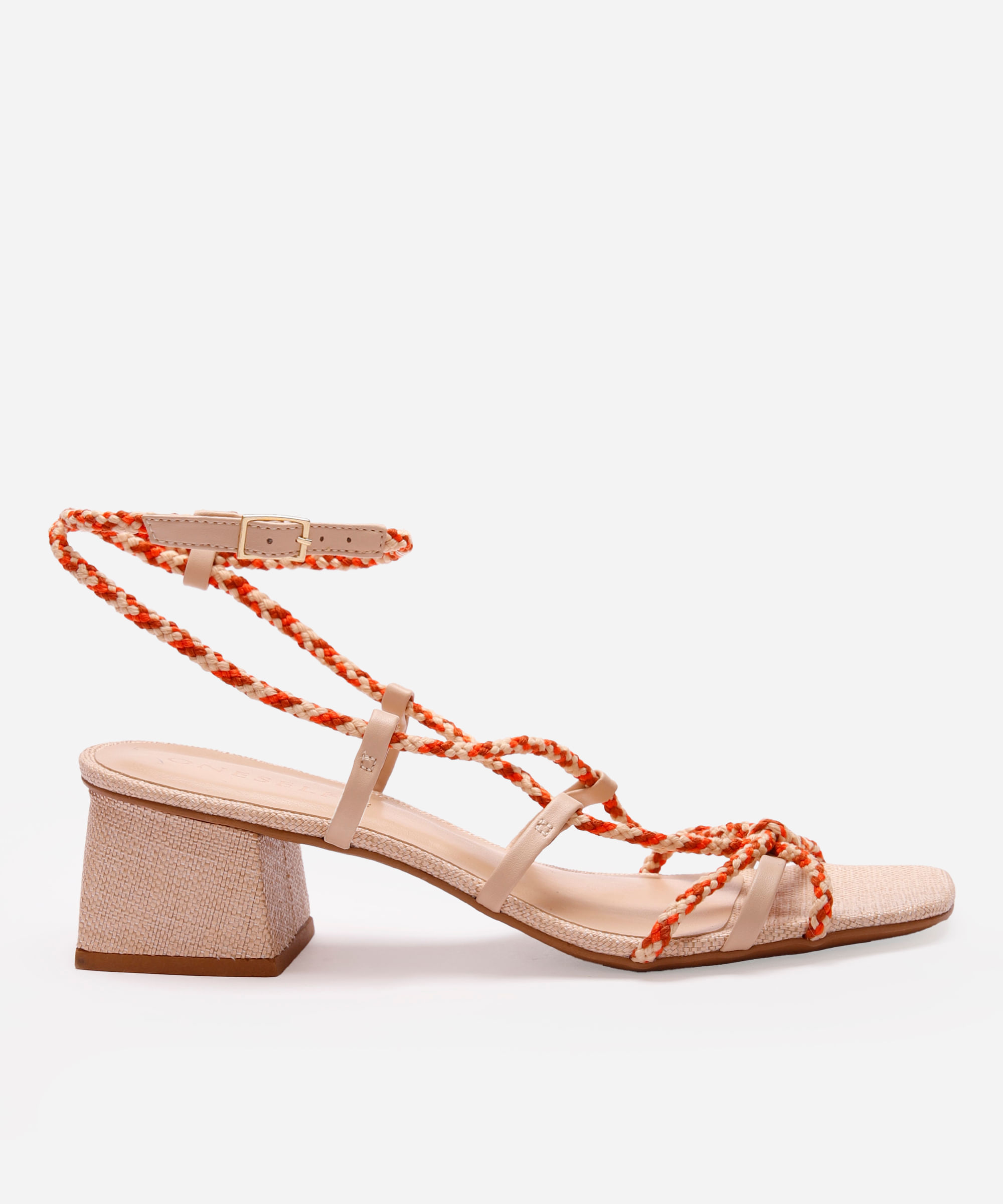 sandália feminina salto grosso oneself bege