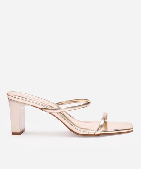 tamanco verniz salto médio tiras finas oneself dourado