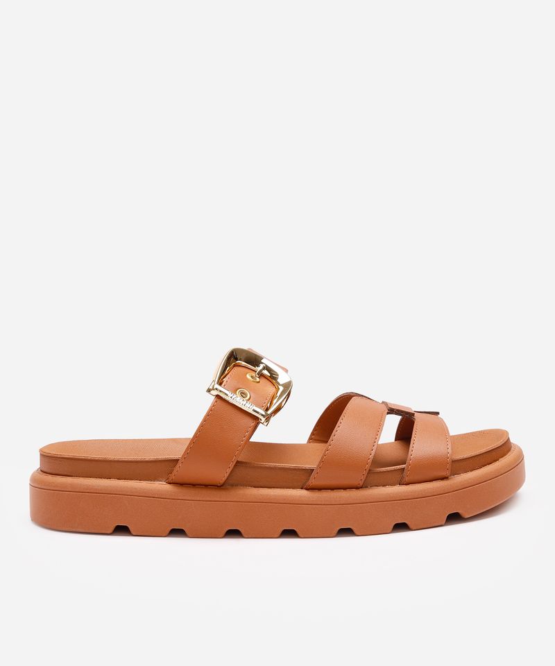 rasteirinha flatform feminina com fivela vizzano marrom