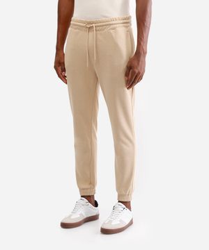 calça básica jogger masculina de moletom bege