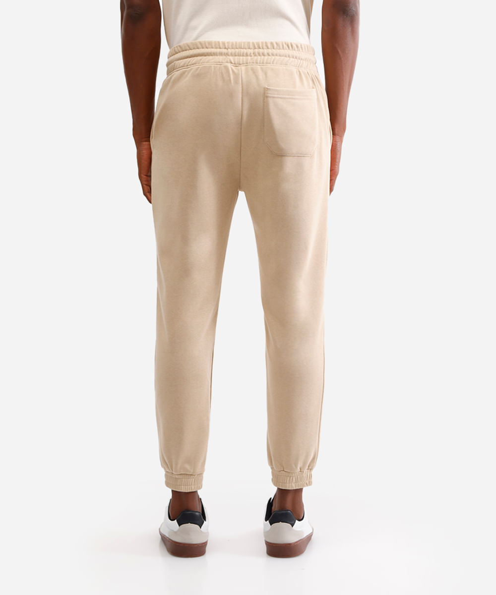 calça básica jogger masculina de moletom bege