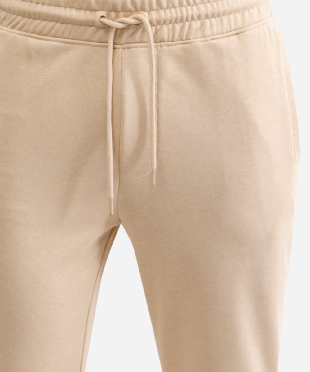 calça básica jogger masculina de moletom bege