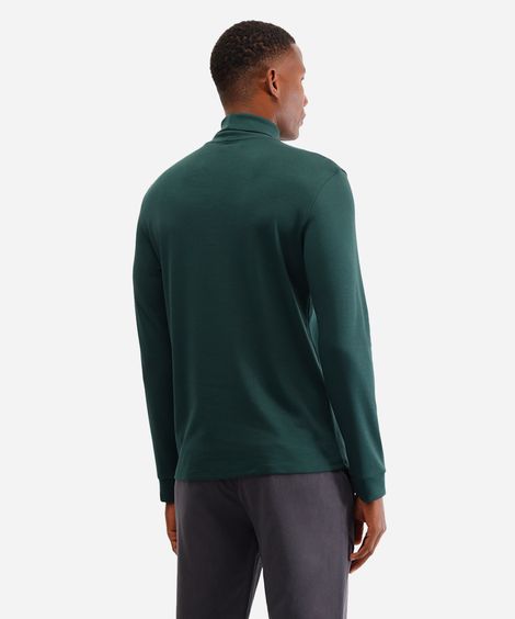 blusa slim manga longa gola alta - verde escuro