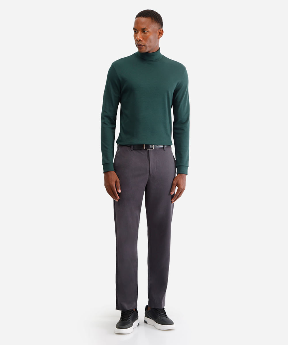 blusa slim manga longa gola alta - verde escuro
