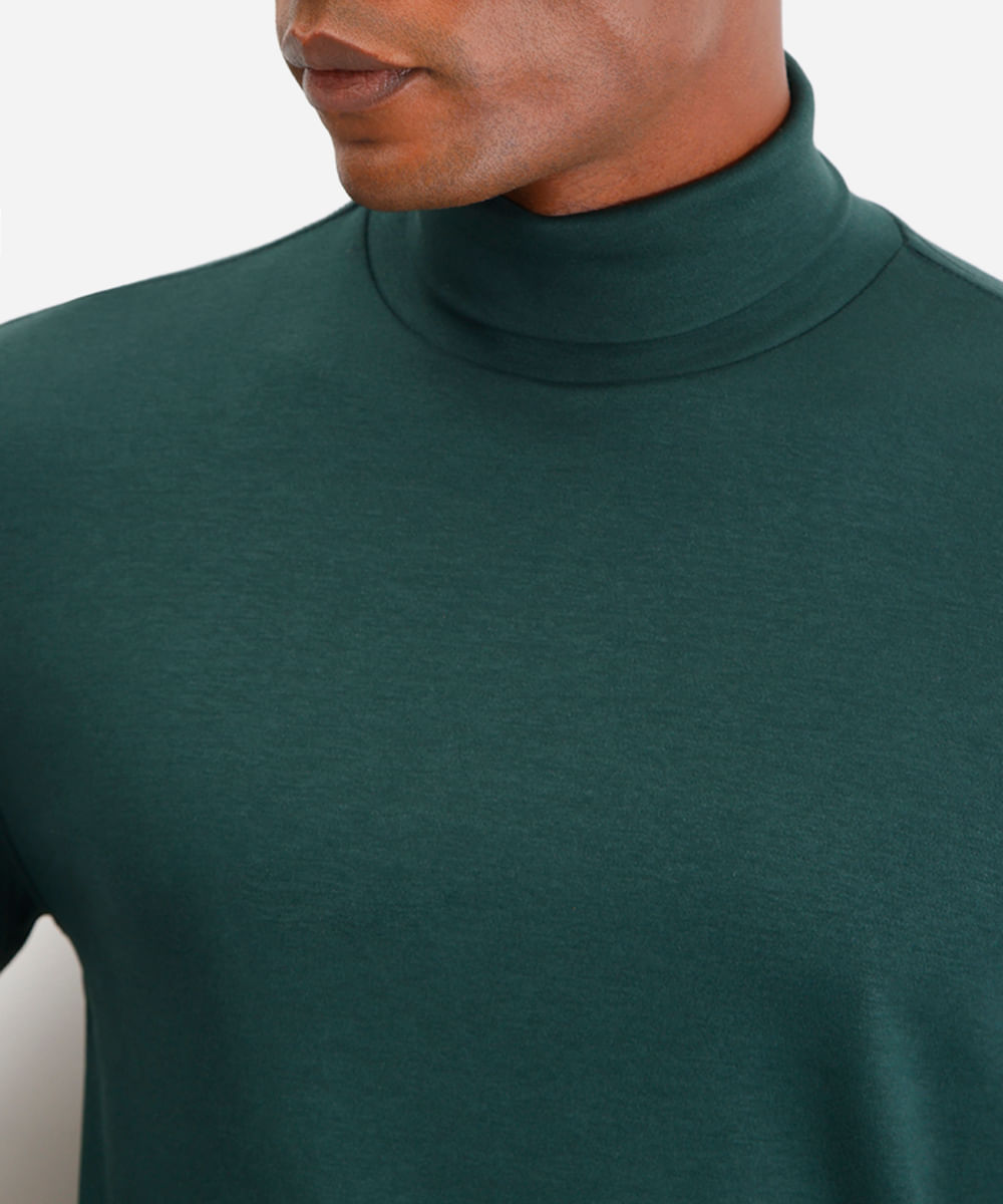 blusa slim manga longa gola alta - verde escuro