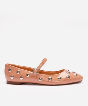 sapatilha bico quadrado com tachas oneself bege