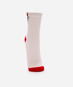 meia cano alto infantil de algodão hello kitty off white