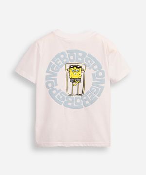 camiseta de algodão infantil bob esponja off white