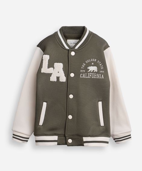 jaqueta bomber infantil de moletom califórnia verde
