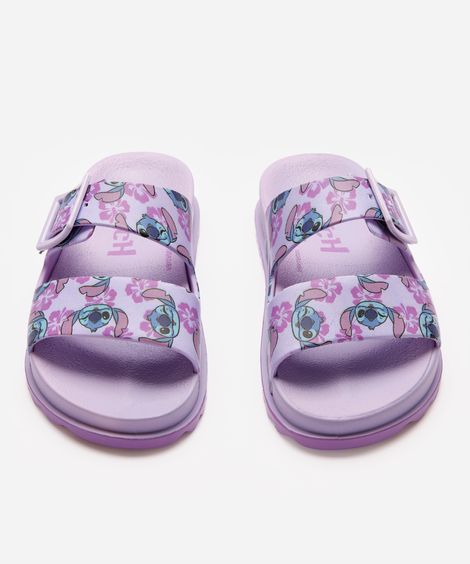 papete infantil stitch com fivela grendene lilás