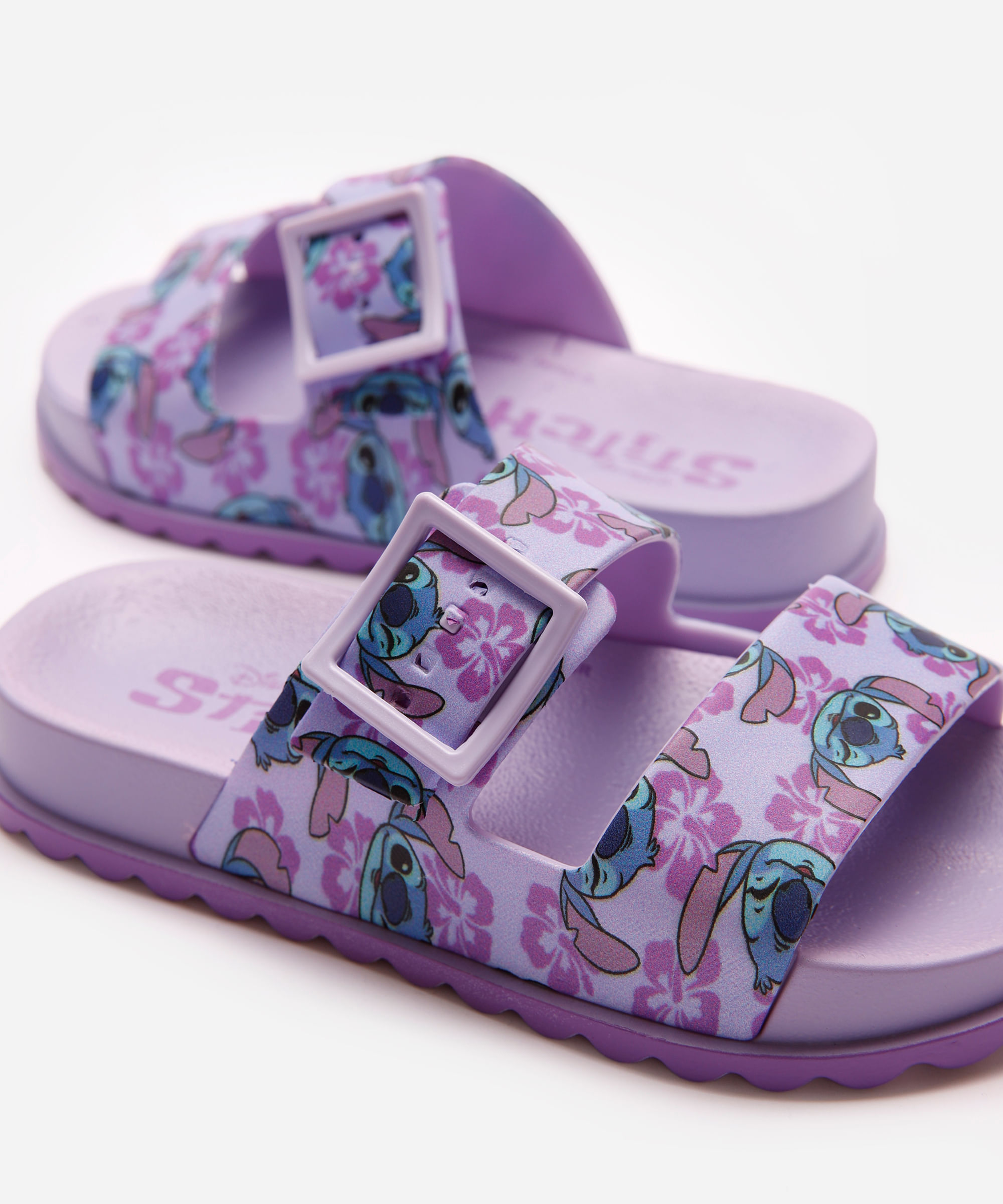 papete infantil stitch com fivela grendene lilás