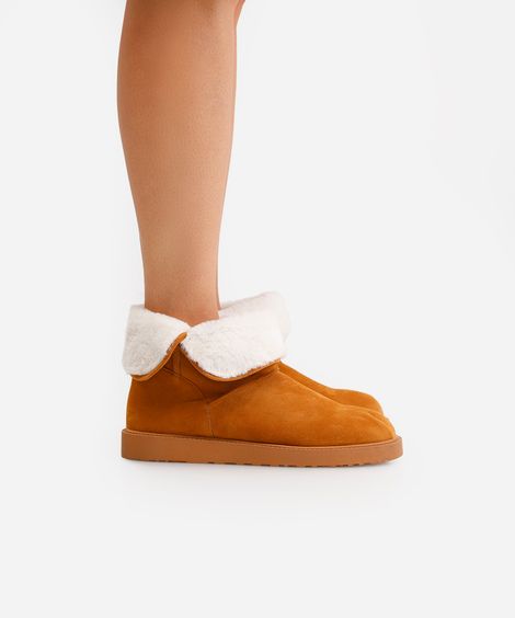 bota de camurça com forro de pelúcia oneself marrom