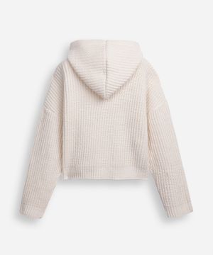 blusão juvenil de tricot com capuz bege