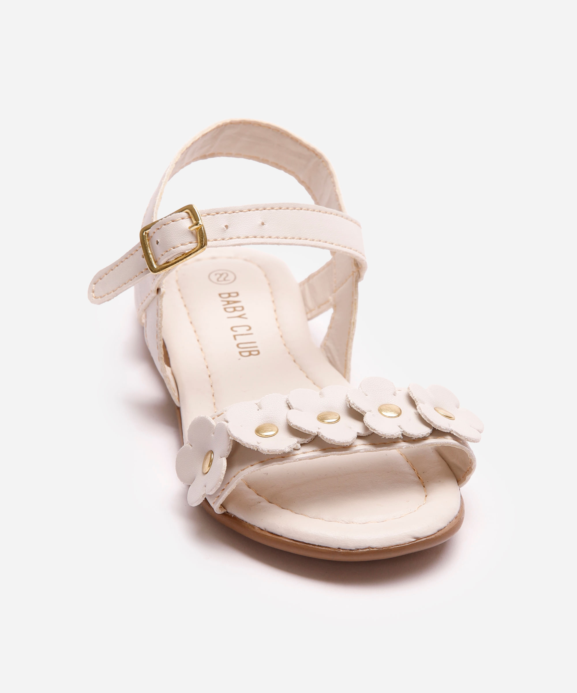sandália infantil com flores off white