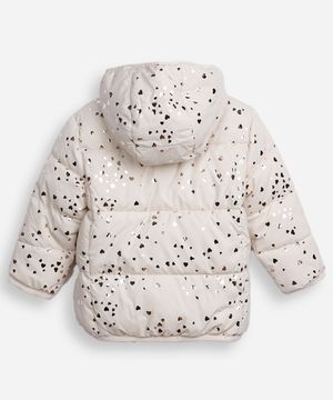 jaqueta puffer infantil coração bege
