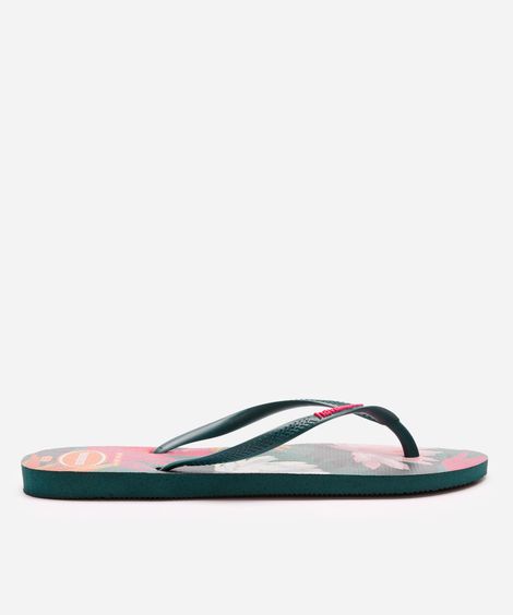 chinelo feminino havaianas slim folhagens verde