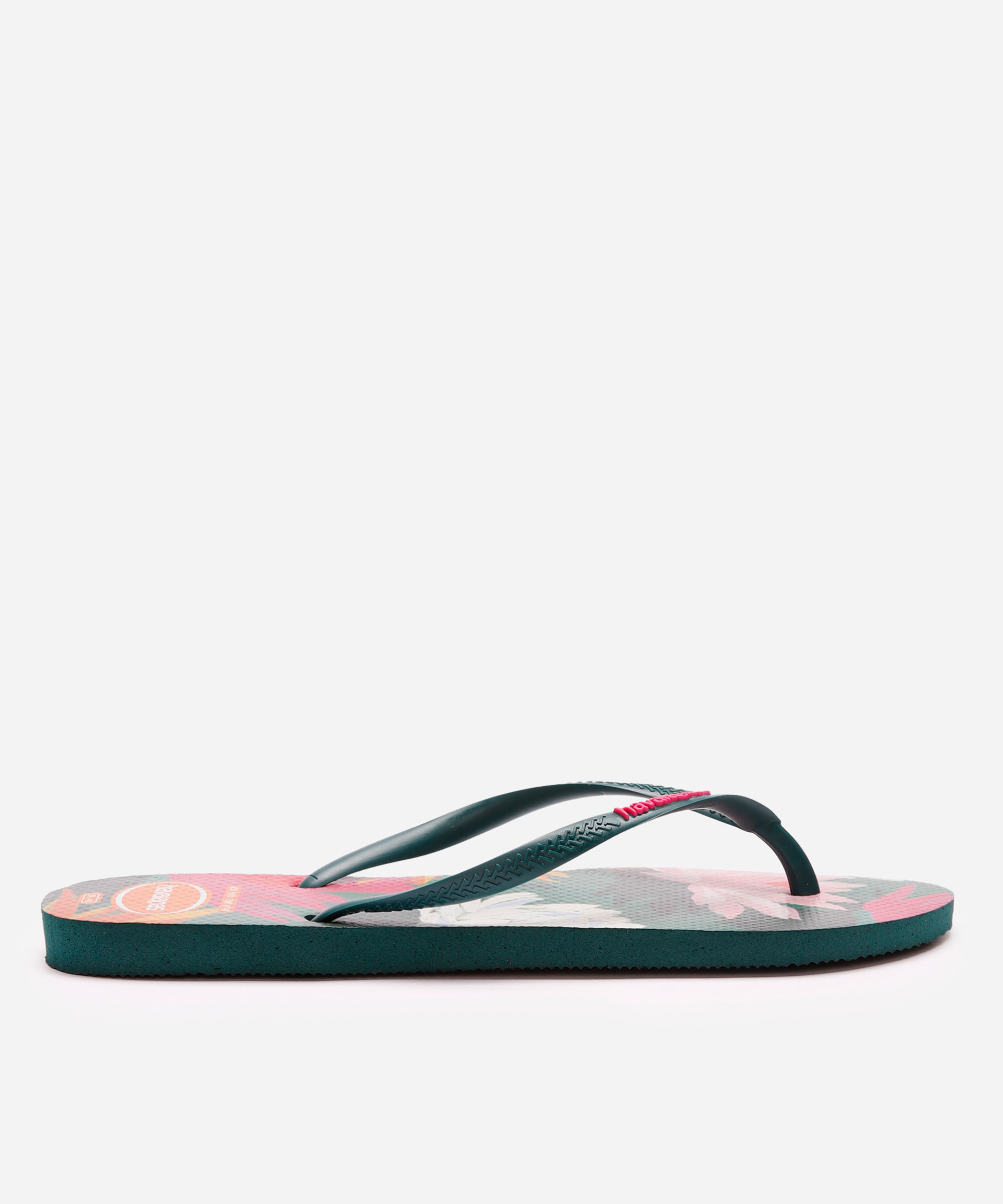 chinelo feminino havaianas slim folhagens verde