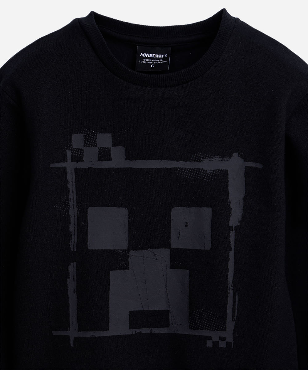 blusão de moletom infantil minecraft preto