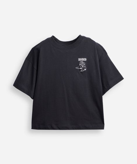 camiseta de algodão juvenil rodeo cinza