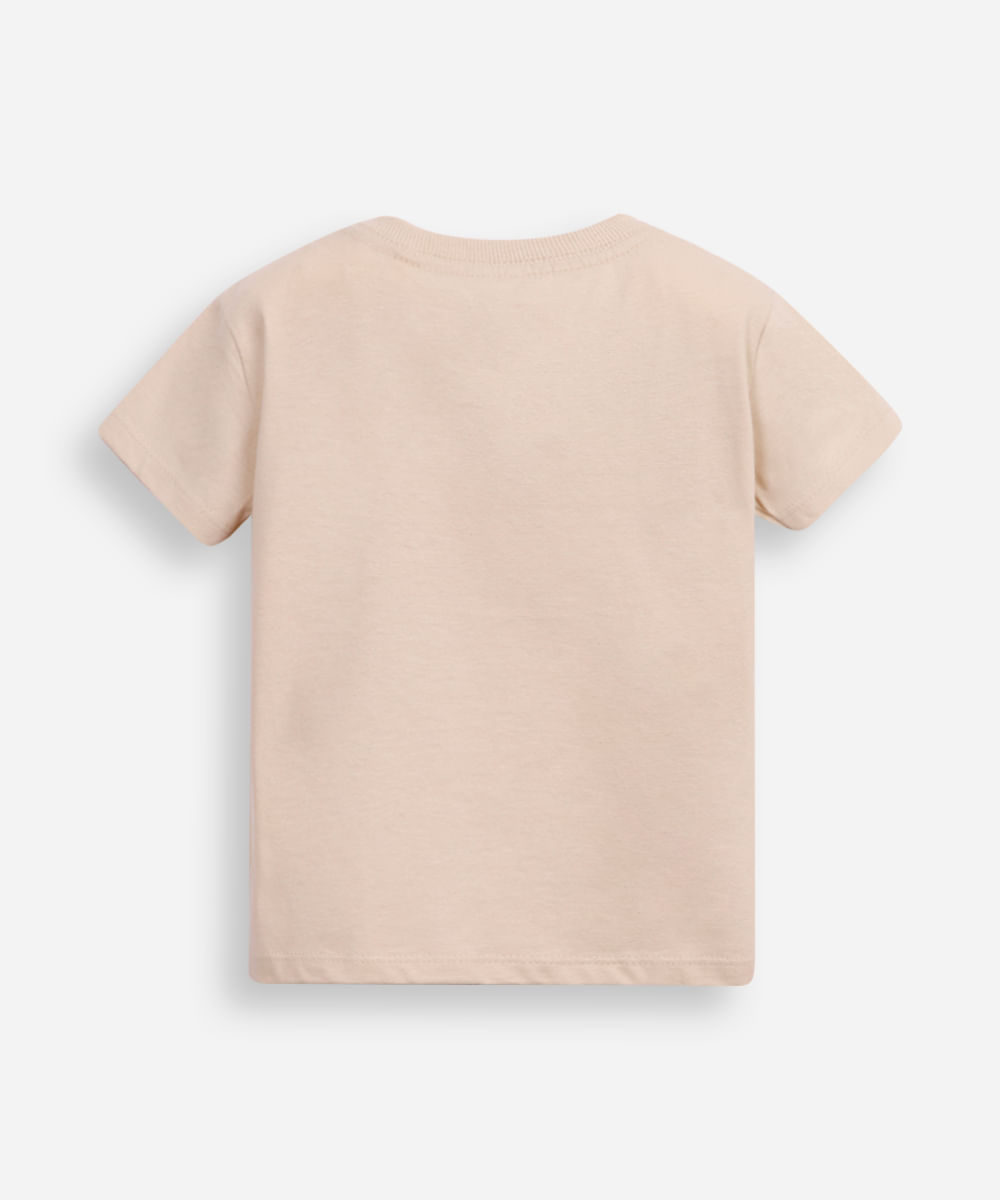 camiseta de algodão infantil dinossauro jogador bege