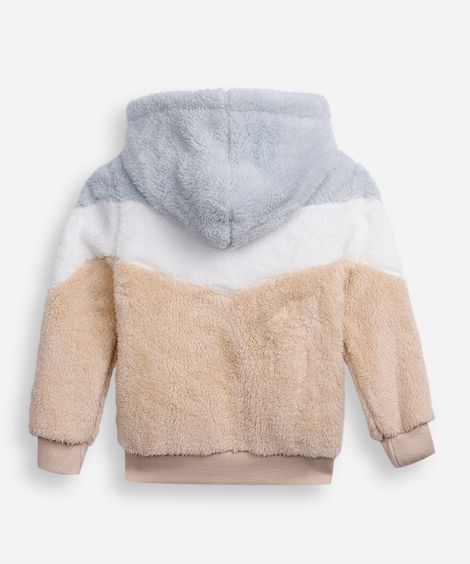 jaqueta de pelúcia infantil listrada colorida