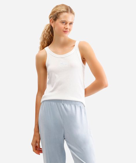 regata de  pijama feminina avulsa just chilling canelada off white