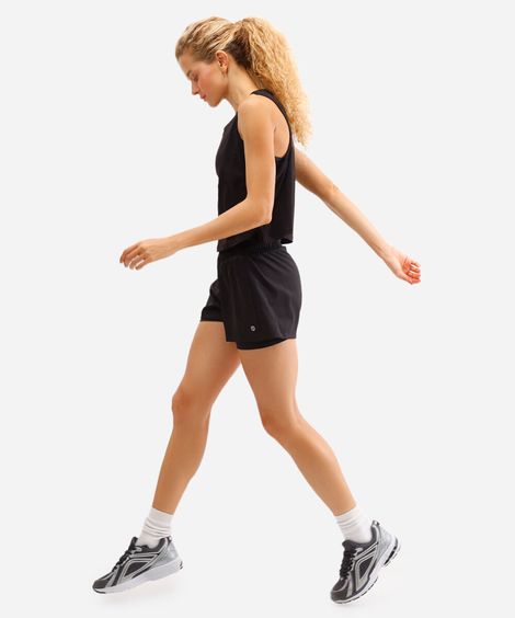short running feminino esportivo com forro preto