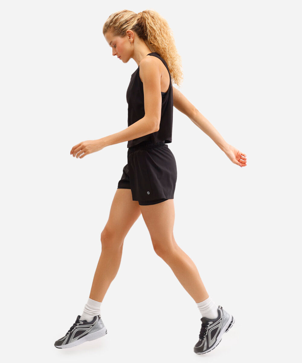 short running feminino esportivo ace com forro preto