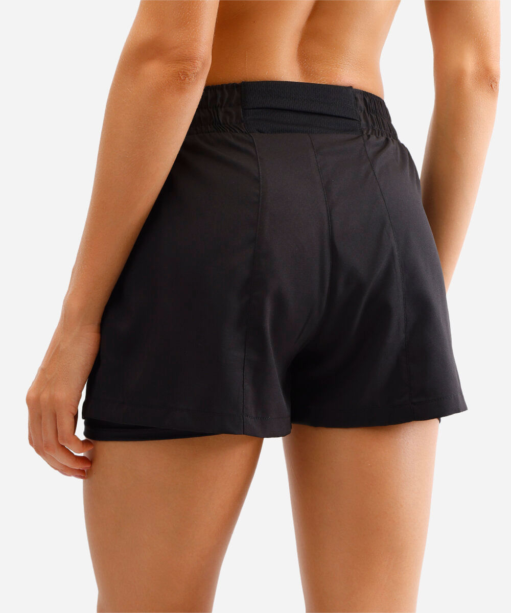 short running feminino esportivo com forro preto