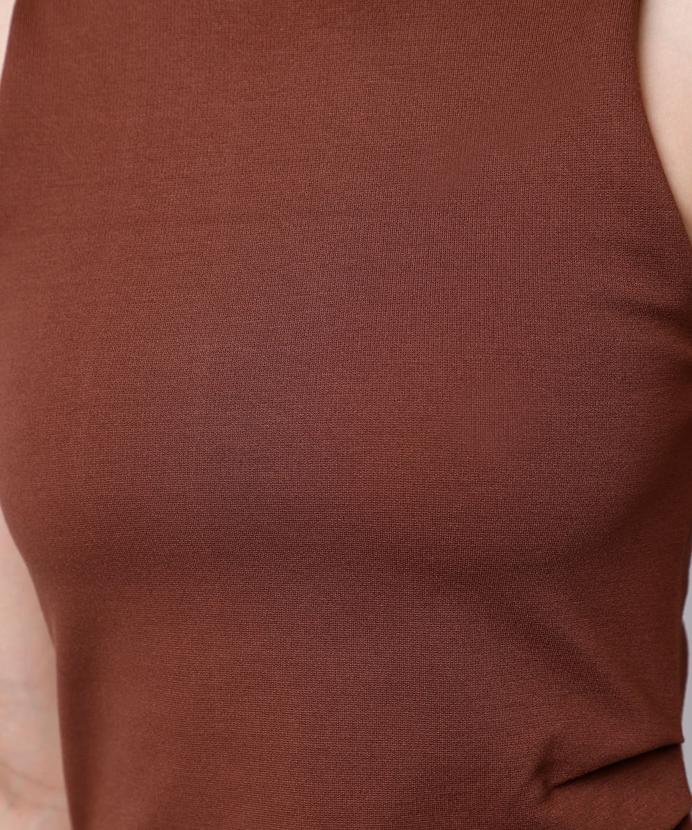 vestido curto feminino com pregas mindset marrom