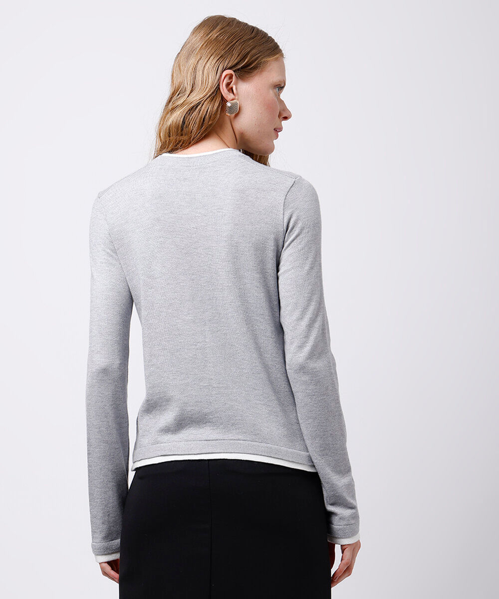 suéter feminino de tricot mindset cinza