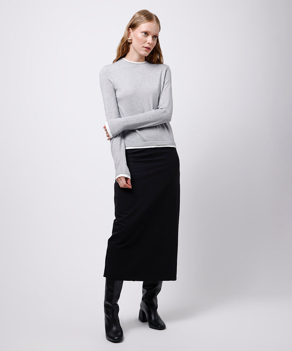 suéter feminino de tricot mindset cinza