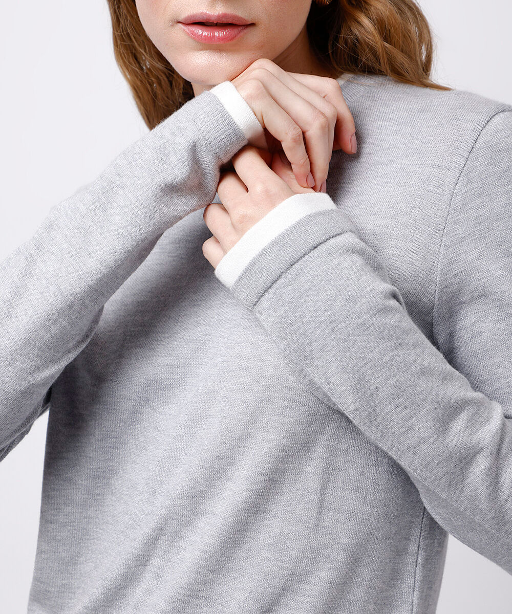suéter feminino de tricot mindset cinza