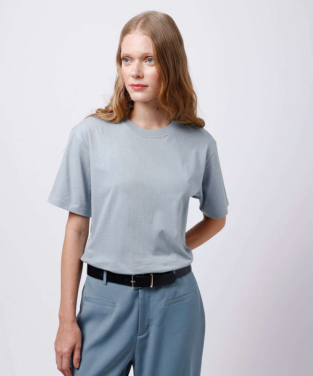 camiseta básica de algodão mindset azul