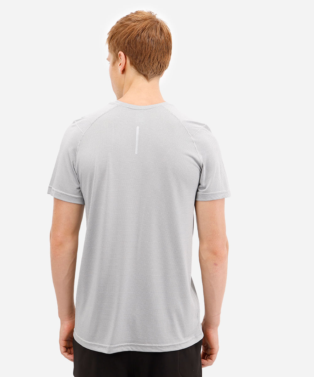 camiseta esportiva masculina manga raglan cinza
