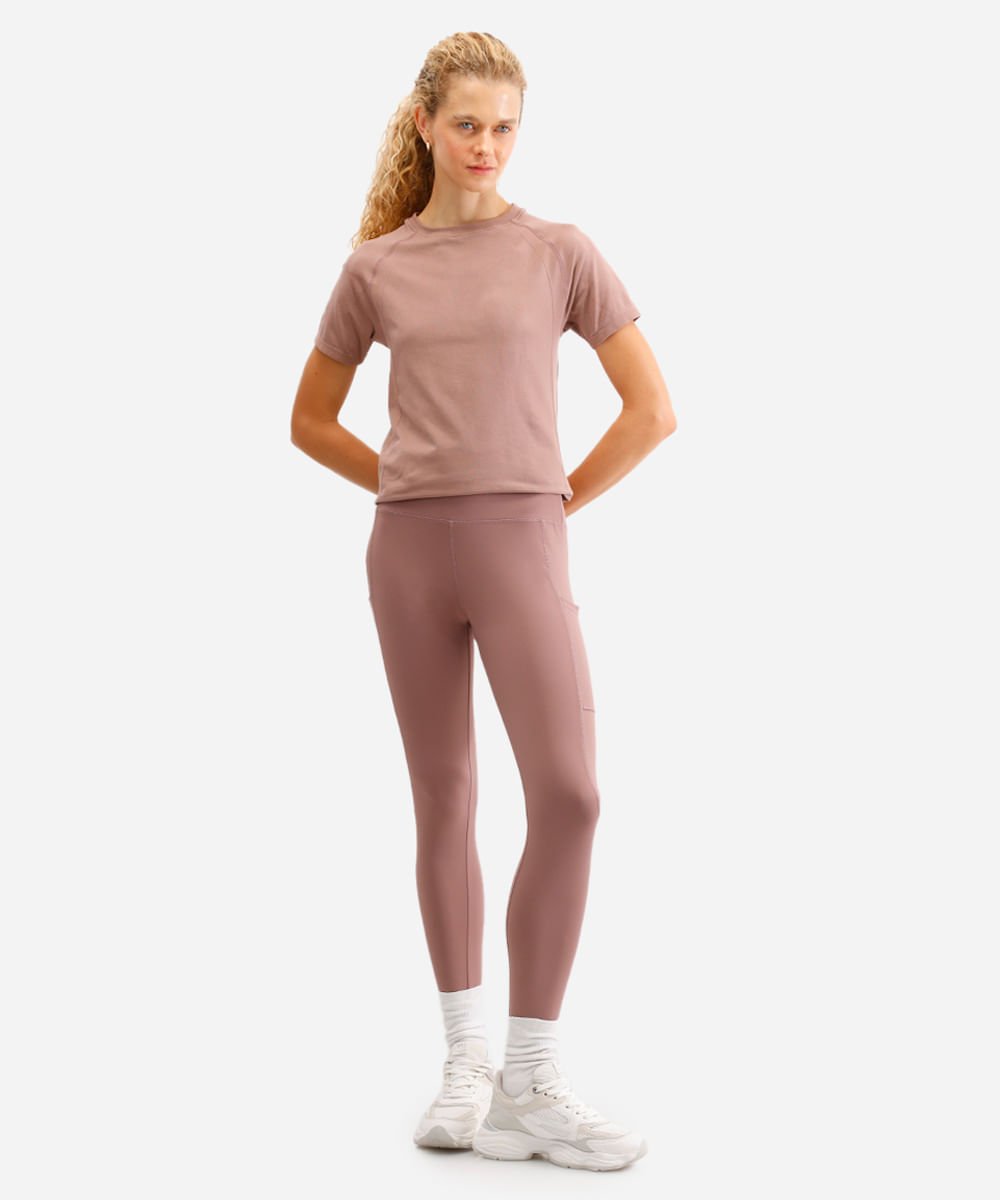 calça legging esportiva ace com bolsos rosa