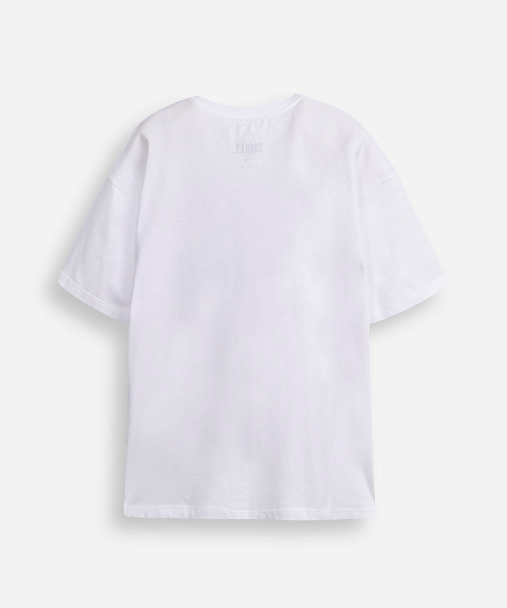 camiseta oversized de algodão juvenil smileyworld off white