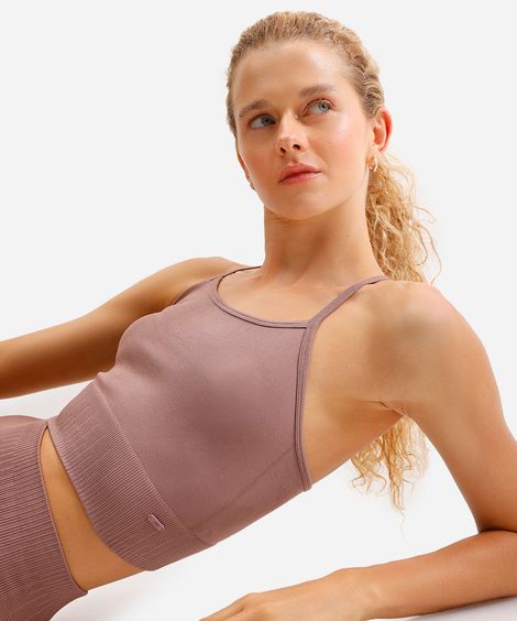 top feminino esportivo sem costura rosa