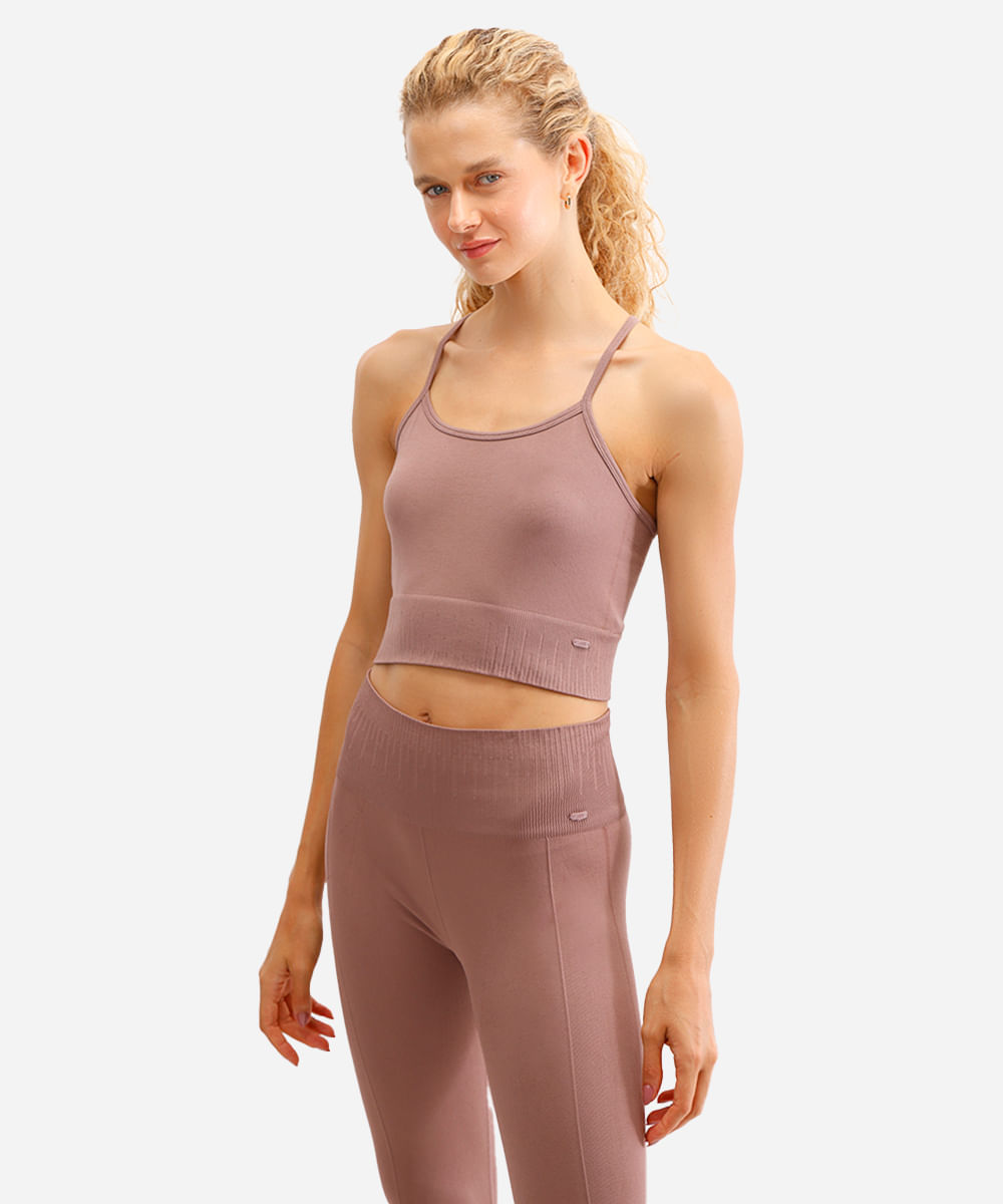 top feminino esportivo sem costura rosa