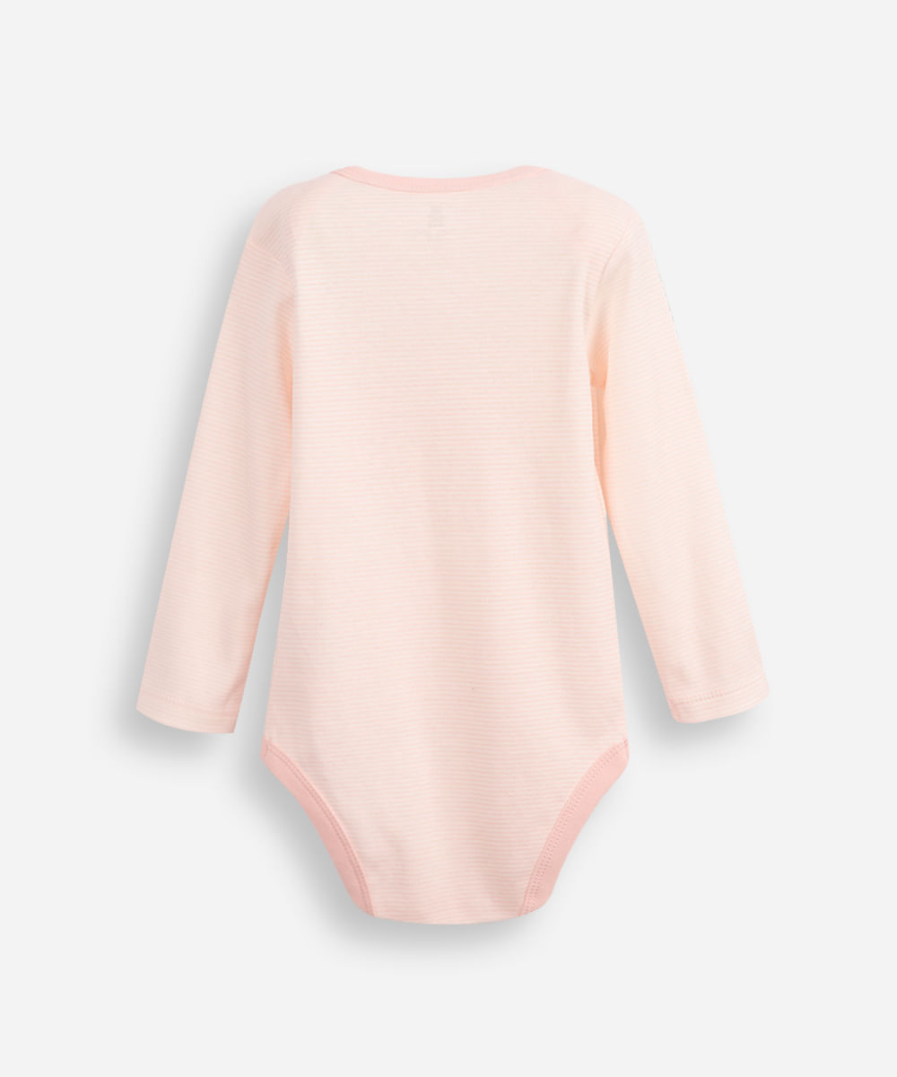 body infantil de algodão gatinhos listrado rosa