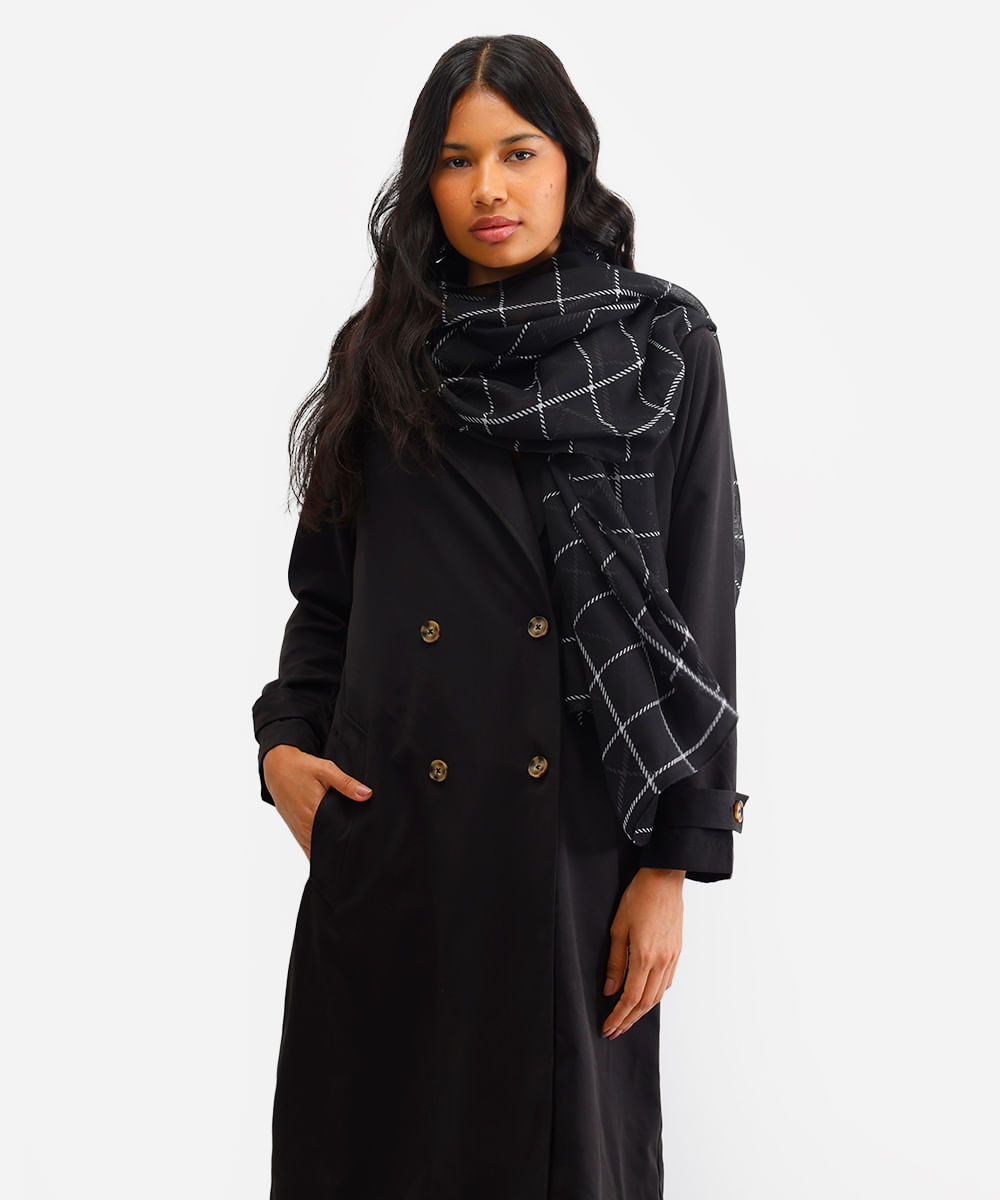 lenço feminino xadrez preto