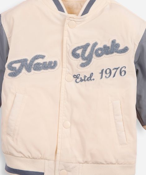 jaqueta bomber infantil puffer college bege