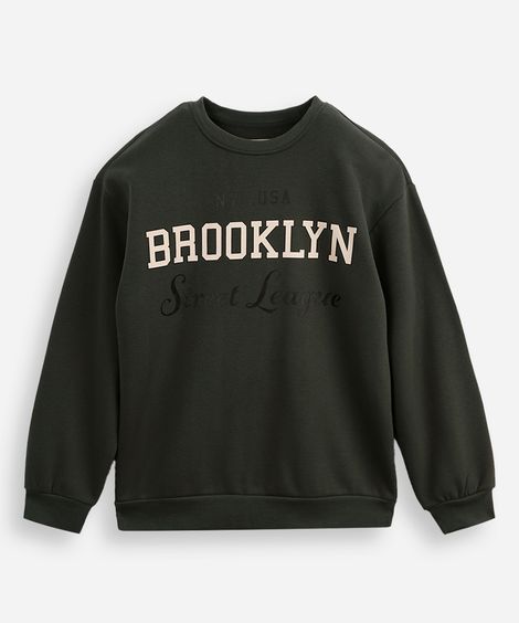 blusão de moletom juvenil brooklyn verde