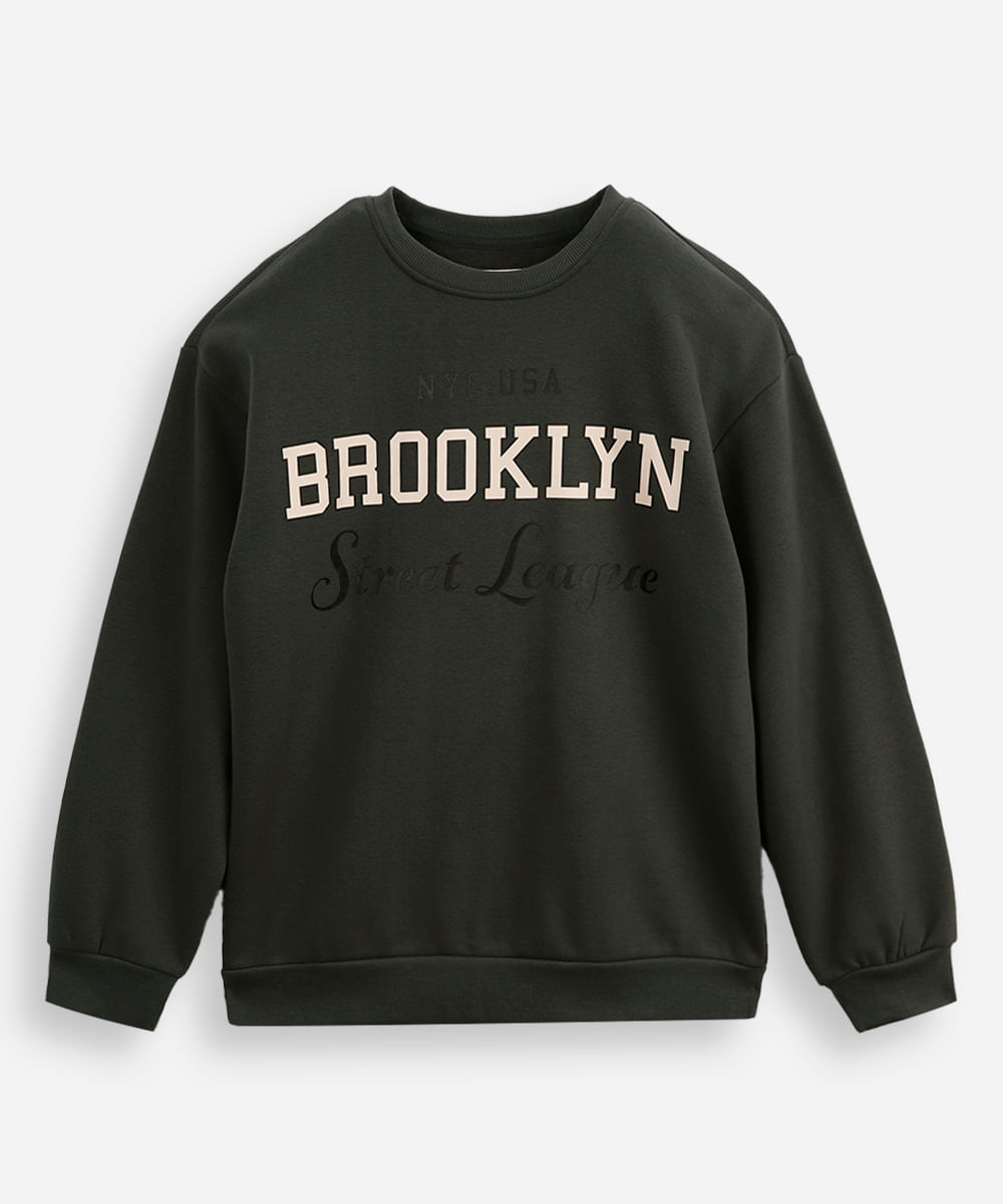 blusão de moletom juvenil brooklyn verde