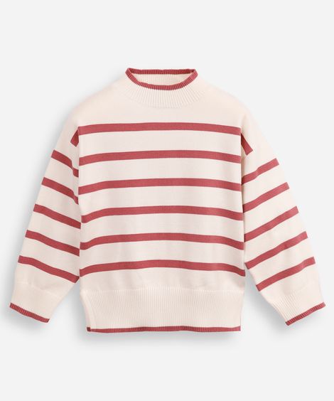 suéter de tricot infantil listrado rosa
