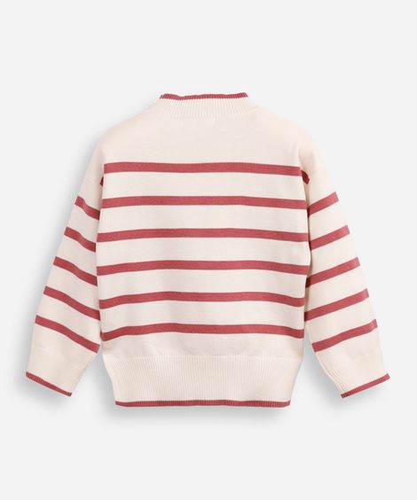 suéter de tricot infantil listrado rosa