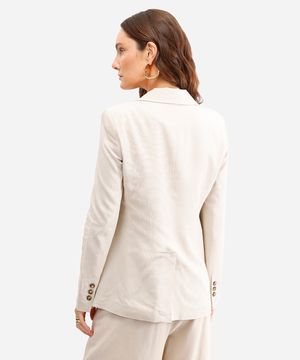 blazer feminino de alfaiataria com linho bege