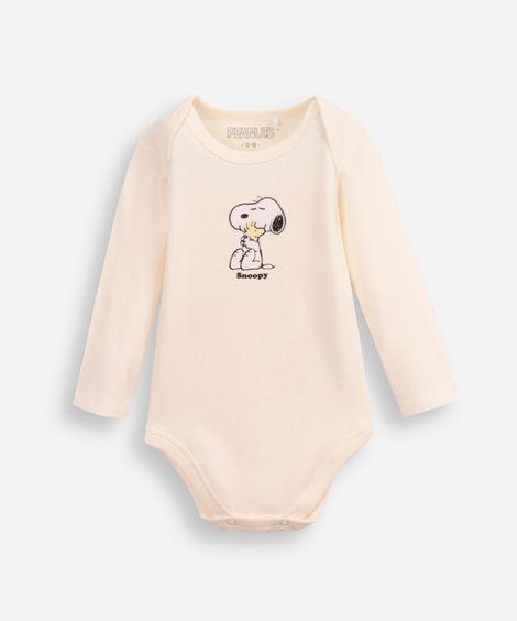body infantil de algodão snoopy off white
