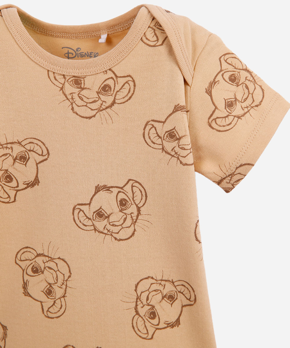 body infantil de algodão simba bege