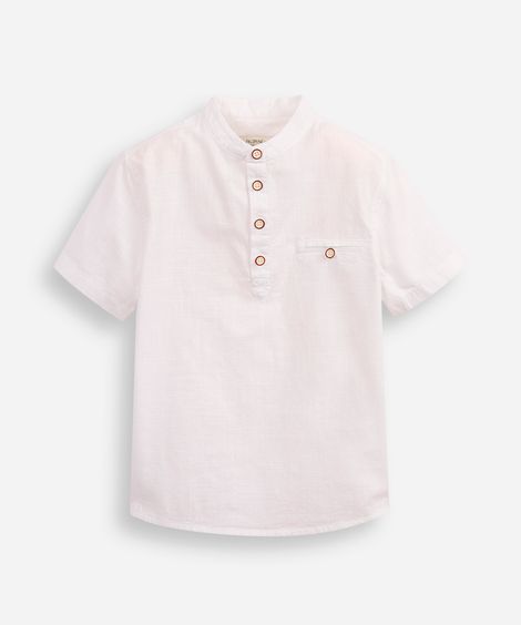 camisa infantil de algodão gola padre off white